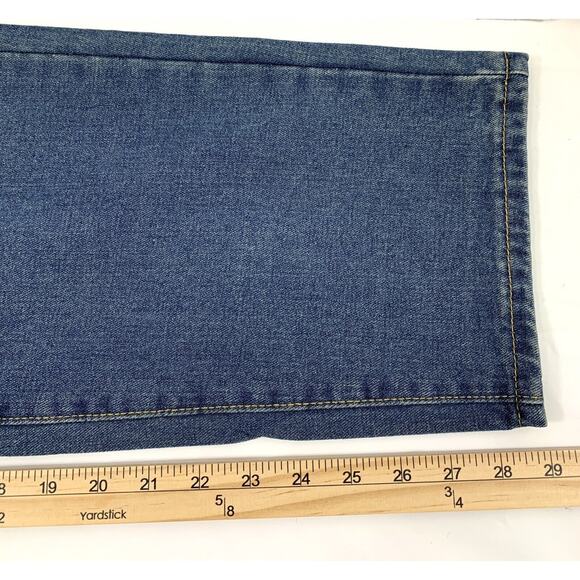 Womens Button Fly Jeans Size 28 " Waist High Rise Medium Wash Denim Straight - Picture 7 of 9